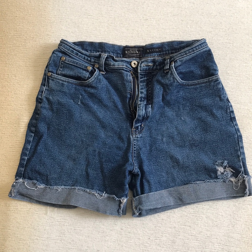 Highwasted cuffed ripped jean shorts, homemade